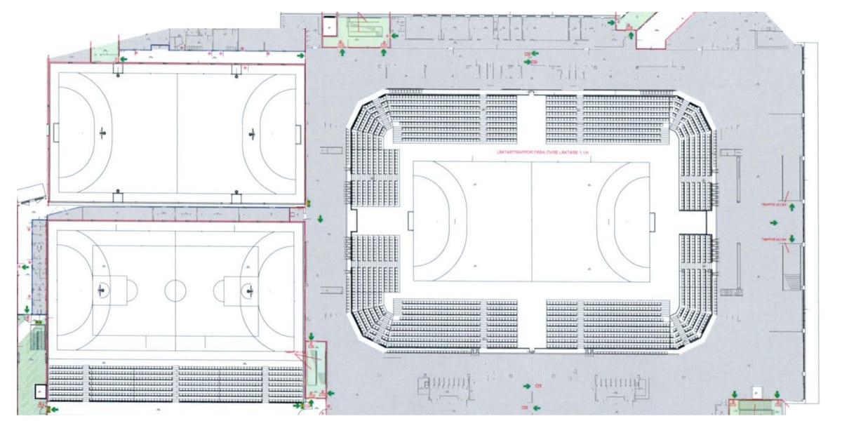 Justerad byggnad · Blixten Arena